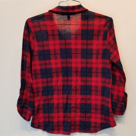 Derek Heart Red Blue Check Button Shirt Paid  Shacket Teens Size L - Picture 3 of 4